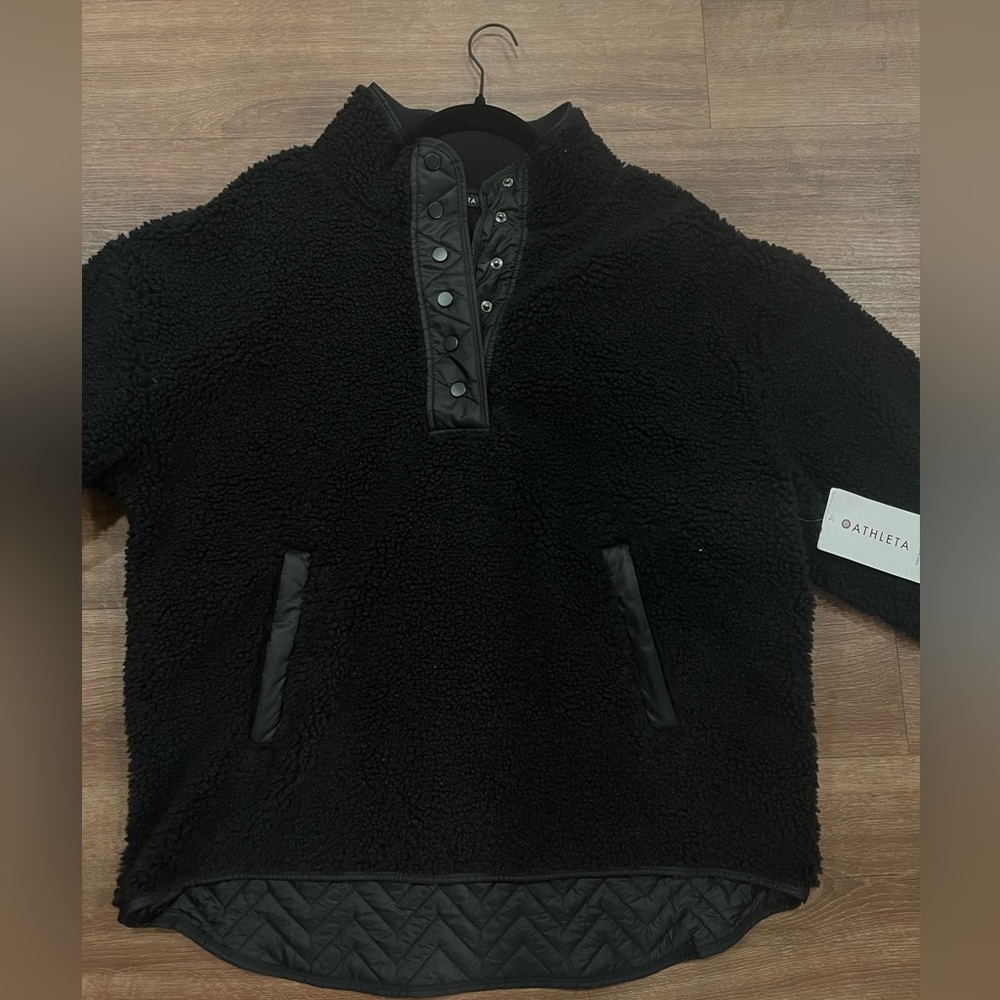 Athleta Cozy Sherpa Snap Sweatshirt-NWT